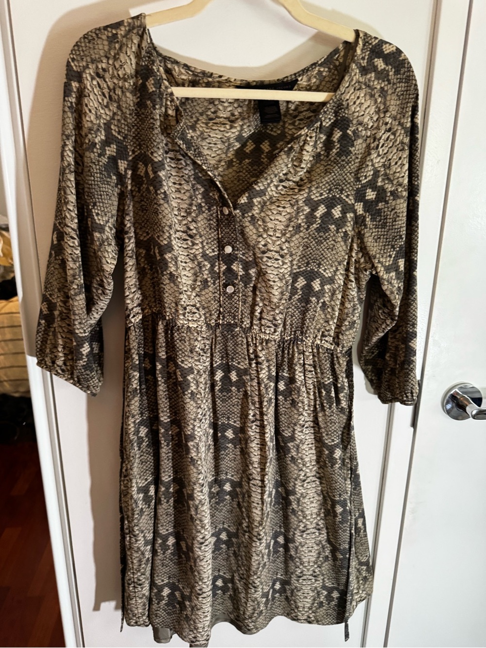MARC BY MARC JACOBS Snakeskin Print Scoop Neck Dress - Neutral Tones